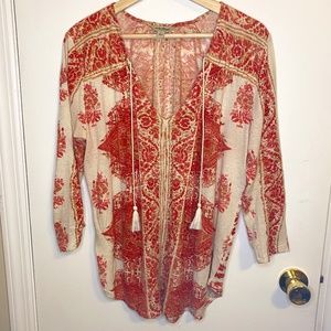 Really pretty lucky brand red/white tunic L